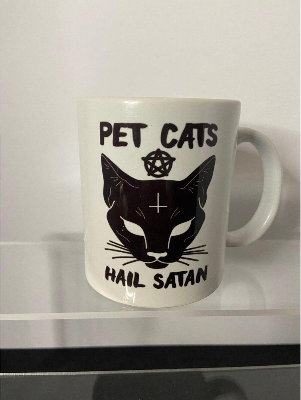 Pet Cats Hail Satan Sphynx Cat Coffee Mug Occult Humor Ceramic Cup Gift